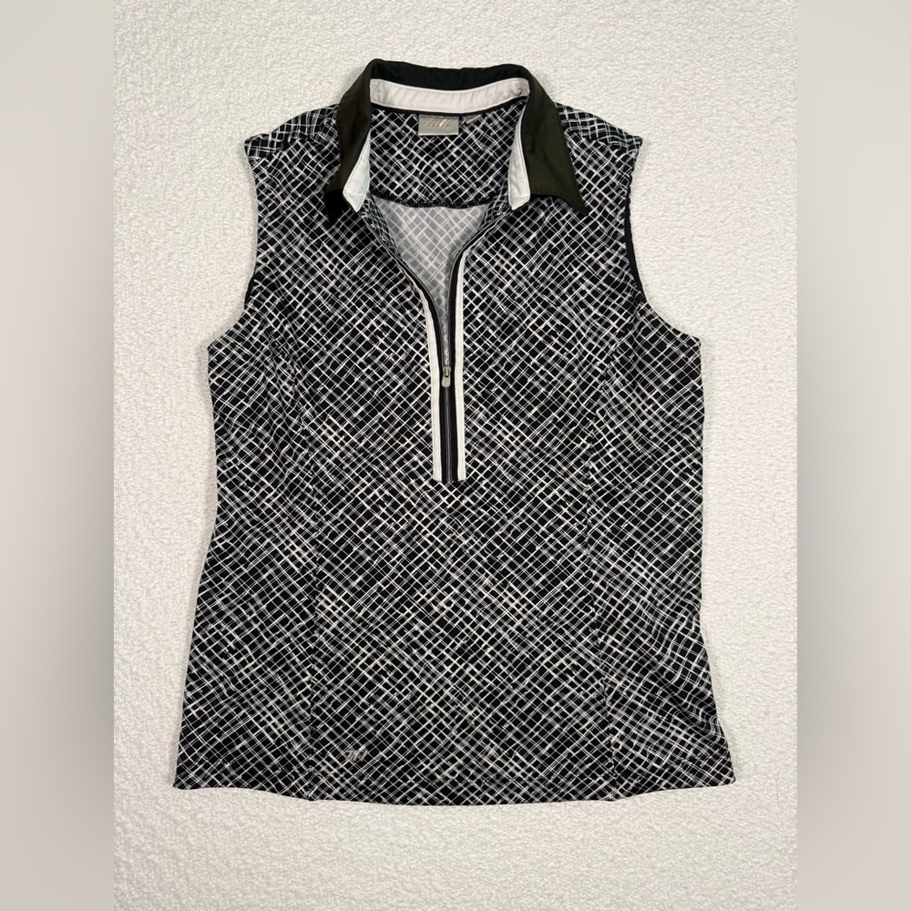 Tail womens quarter tip sleeveless collard top black size med
